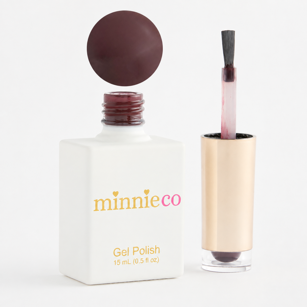 After Midnight gel polish open bottle and colour swatch by Minnieco
