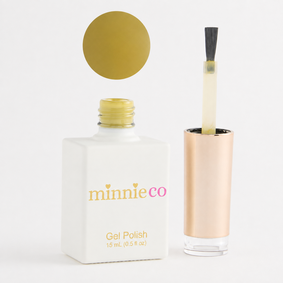 Moss Definitely gel polish open bottle and colour swatch by Minnieco