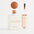 Pumpkin Pie gel polish open bottle and colour swatch by Minnieco